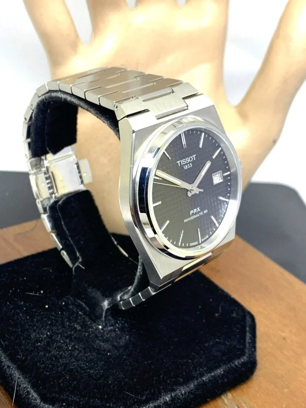 Tissot PRX Men's Watch Swiss Automatic Black Dial Silver Steel T1374071105100